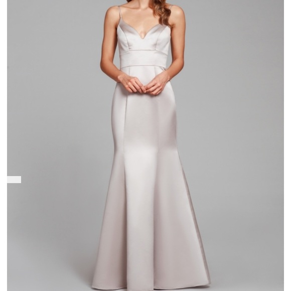 NWT Hayley Paige Indigo Satin size 8 gown - Picture 3 of 3